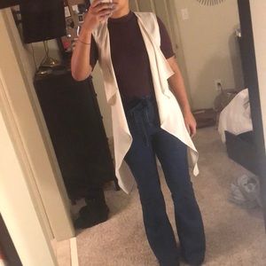 Waterfall midi vest with tie up belt